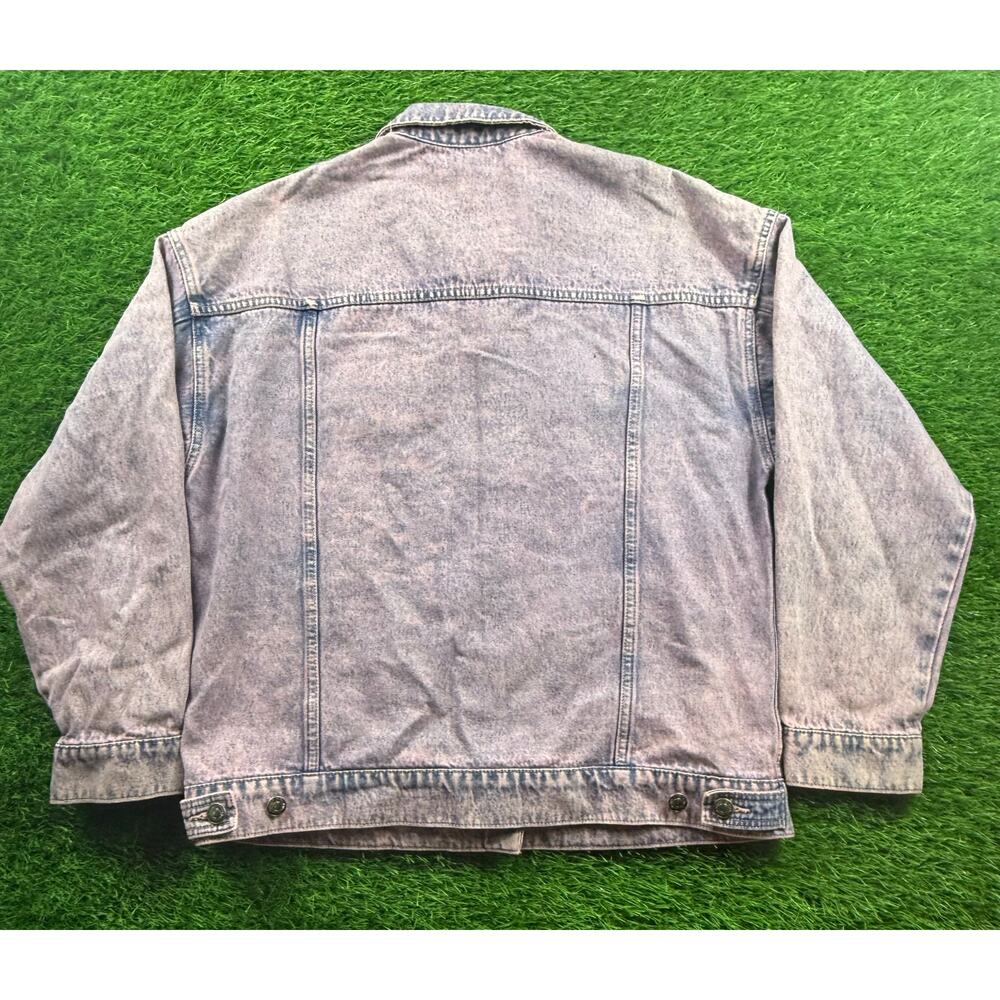 FOREVER 21 Acid Wash Denim Jacket Purple Women's M Oversized Trucker Jean Coat - Picture 10 of 16